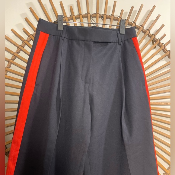Me + Em Wool Blend Side Stripe Pant Navy Red Sporty Tailored Trouser - Picture 10 of 16